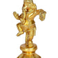 Brass Dancing Ganesha Decor Idol for Home Temple Golden Height 6.5 Inches