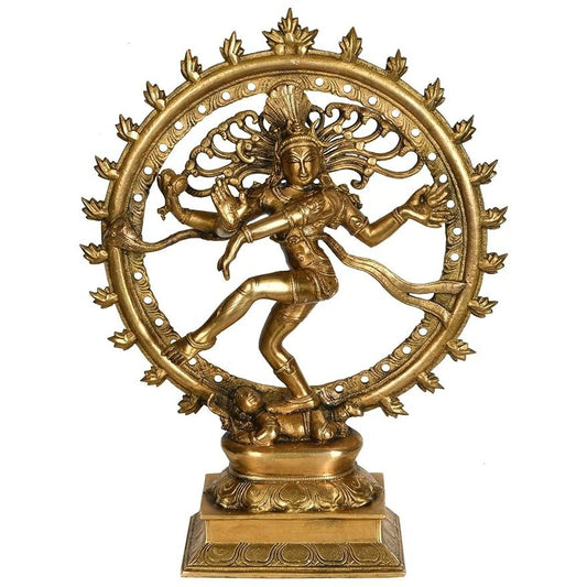 Nataraja Shiva Idol Sculpture Handmade Antique Dancing Nataraj Statue Height 13.5 Inches