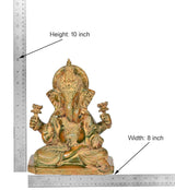 Brass Ganesha idol dimensions: Height 10 in, Width 8 in, seated on base