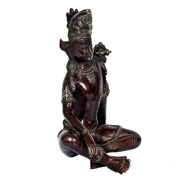 Brass Indra Dev Statue (Height 10 inches) Study Setting