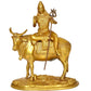 Brass Lord Shiva Seated on Nandi Murti Religious Statue for Home Temple Decor (Height : 9 inch)