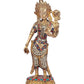 Brass Standing Goddess White Tara Devi Idol Religious Statue with Inlay Work Height 11.6 Inch