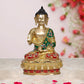 Brass Buddha Statue - Handcrafted Spiritual Decor for Home and Office - Meditating Buddha Idol (Height 12 Inch) (Green)