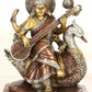 Brass Goddess Saraswati Seated On Swan, Height: 7.5 Inch