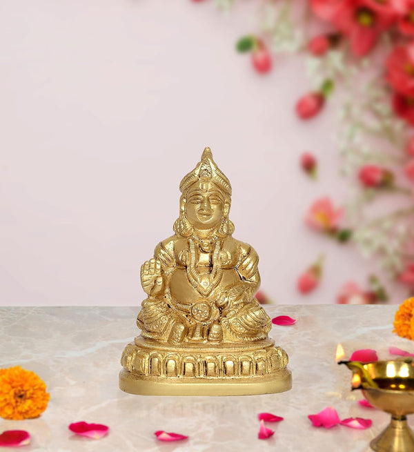 Brass Kuber Idol Statue Showpiece for Home Office Decor Golden Color (Height 4 Inch)