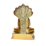 Brass Jain Parashnath figurine, detailed back with fan-shaped robe on base
