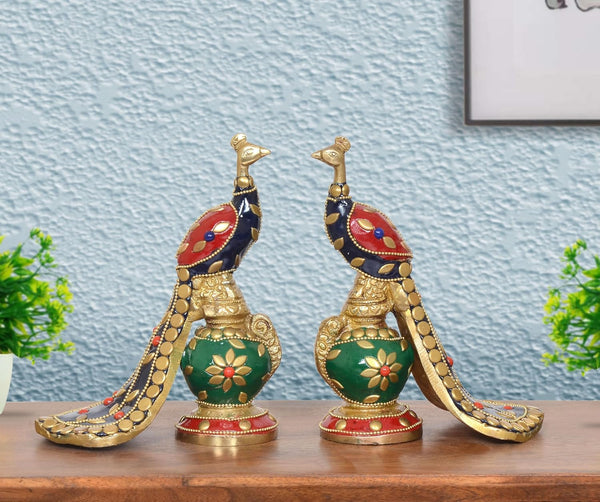 Brass Peacock Sculpture |Pack of 2| (Height 5.5 Inch)