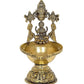 Fine Bronze Tirupatibalaji and Goddess Lakshmi Diya Oil Lamp for Diwali Pooja Gift Decoration Showpiece (Height 5.5 Inch)