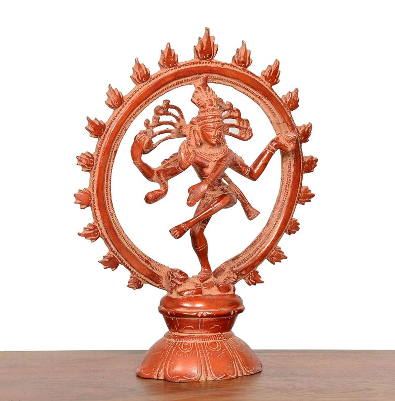 Brass Natraj Lord Shiva Dancing (Height: 9 inch) (Multicolour 2)