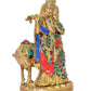 Brass Radha Krishna with Cow Idol Statue for Home Decor and Pooja Mandir Temple Office Decor (Height 9.5 Inch)