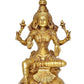 Brass Lakshmi Idol Laxmi Goddess Lakshmi Sitting Statue for The Puja Temple at Home Decor Office (Height: 8 Inch)