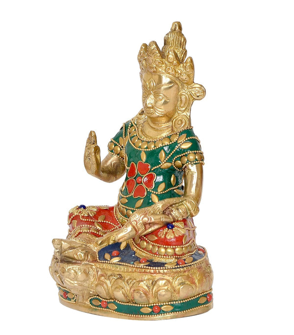 Brass Kubera God of Wealth Kuvera Kuber Kuberan Protector of The World Antique Statue Murti Statue (Height: 7.5 Inch) Study Setting