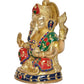 Brass Lord Ganesha Idol Ganesh Statue Decorative Sculpture for Home Decor Mandir Office Pooja Showpiece (Height 8 Inch)