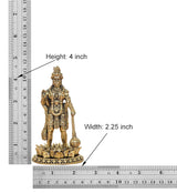 Height 4 inch, width 2.25 inch measurement diagram for brass Hanuman Ji standing sculpture