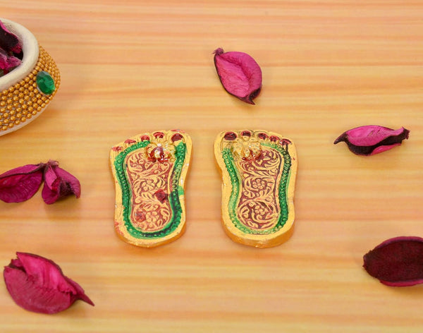 Metal Lakshmi Charan Paduka Divine Footprints (Length: 2.5 Inch)