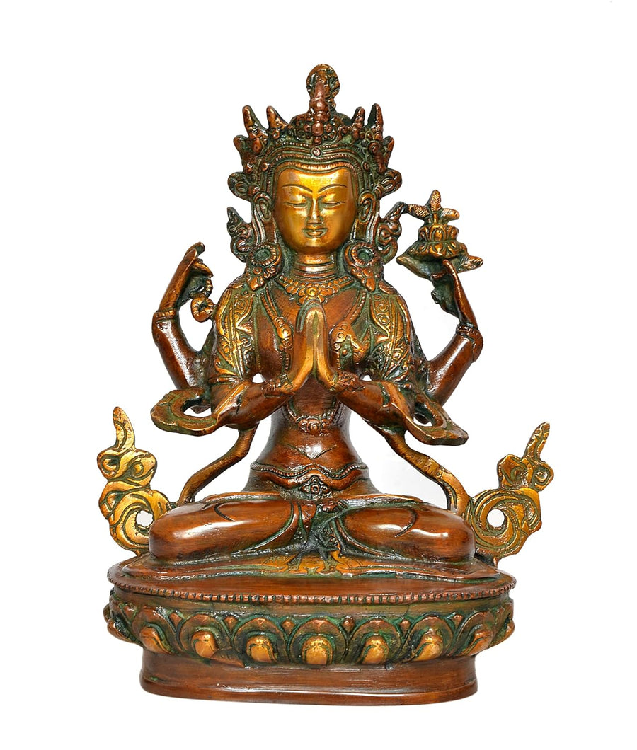 Brass Tara Devi Statue - for Worship, Meditation Spaces, Home Decor Office, or as a Thoughtful Spiritual Gift. (Height 9 Inch) Craft Detail