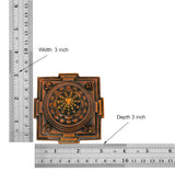 Brass Shri Yantra pyramid face with ruler, width 3 inch and depth 3 inch