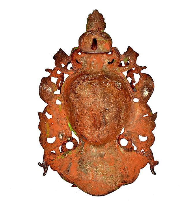 Brass Tibetan Buddha Brass Statue Mask Temple | Height : 12 Inches | Wall Hanging Mask