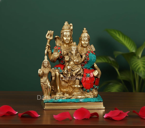 Brass Shiv Parivar Idol (Height: 6 Inches)