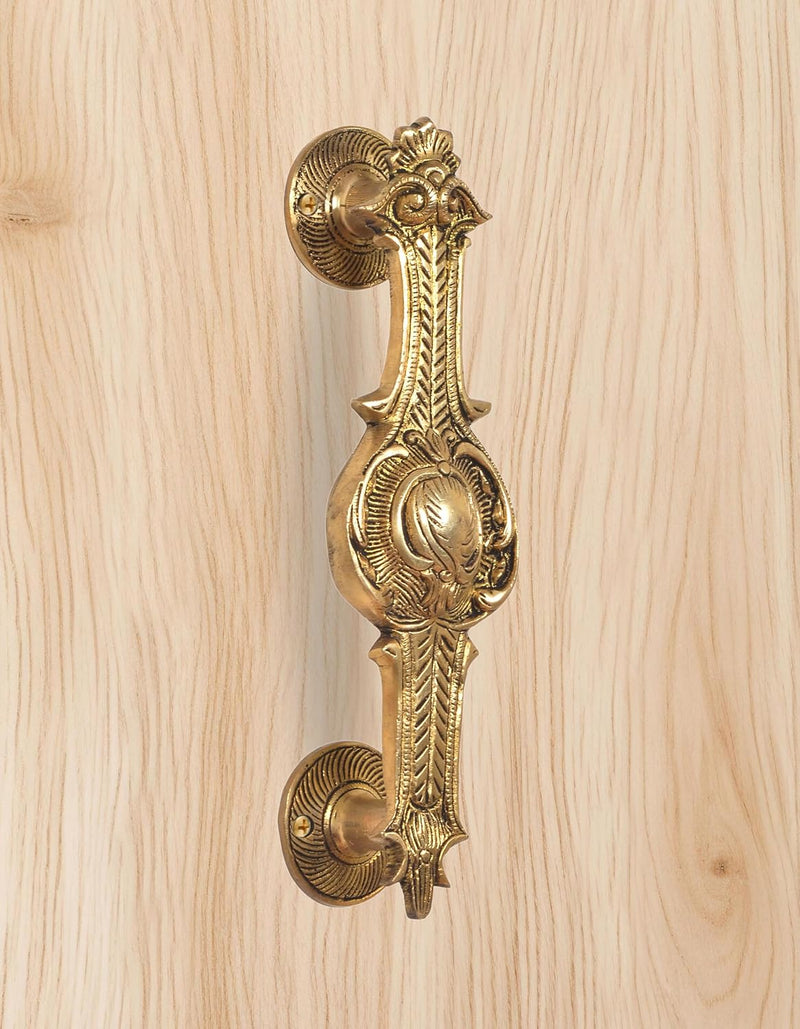 Brass Design Door Handle (Pack of 2) (Height :9.5 inch)
