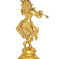 Brass Lord Krishna Idol Figurine Sculpture Playing Flute Statue Decorative Showpiece, (Height 9.5 Inch)