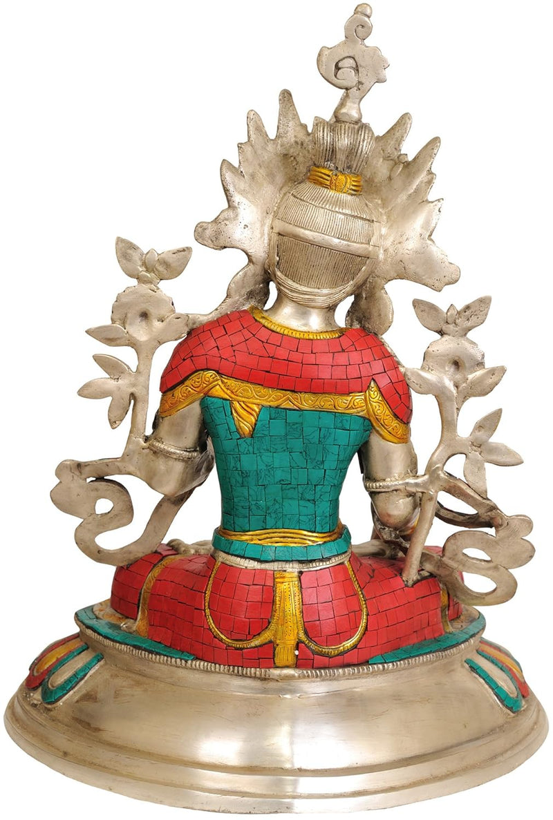 Brass Tibetan Buddhist Goddess White Tara, Height : 18.5 inches