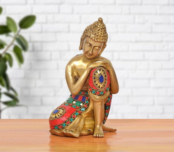 Brass Buddha Idol Sitting (Height: 8 inch)