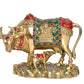 Brass Kamdhenu Cow with Calf for Home Decor Pooja Mandir Temple Office Decorative Showpiece Statue Brass (Height: 6.5 Inch) (Cow1)