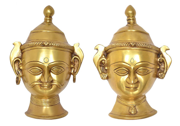 Brass Shiva Gauri Head Wall Hanging (Height: 10 Inch) Entryway Setting