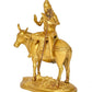 Brass Lord Shiva Seated on Nandi Murti Religious Statue for Home Temple Decor (Height : 9 inch)