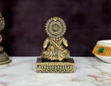Kuber Bhagwan bronze murti, back view with circular halo behind the head