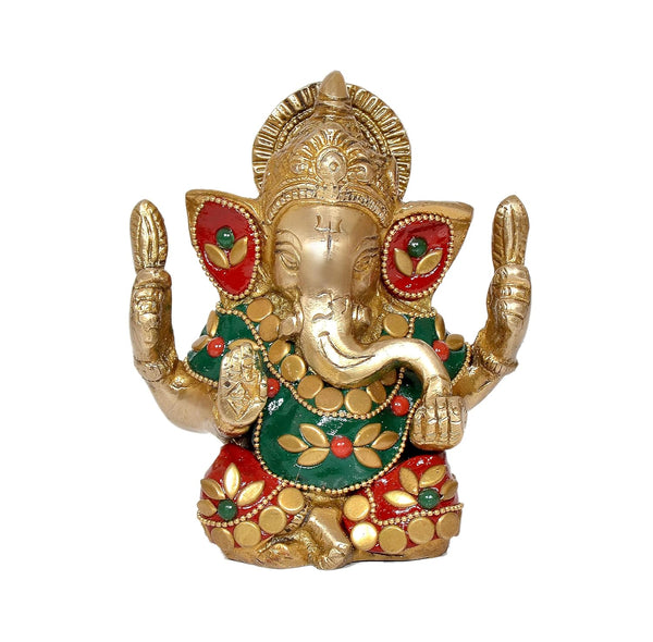 Ganesha Ganesh Ganpati Statue Idol Murti for Home Decor (Height : 4.5 inch) (Multicolor 1)