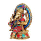 Brass Ganesha Statue Idol On Lotus with Frame for Home Decor | Height : 13.5 inches