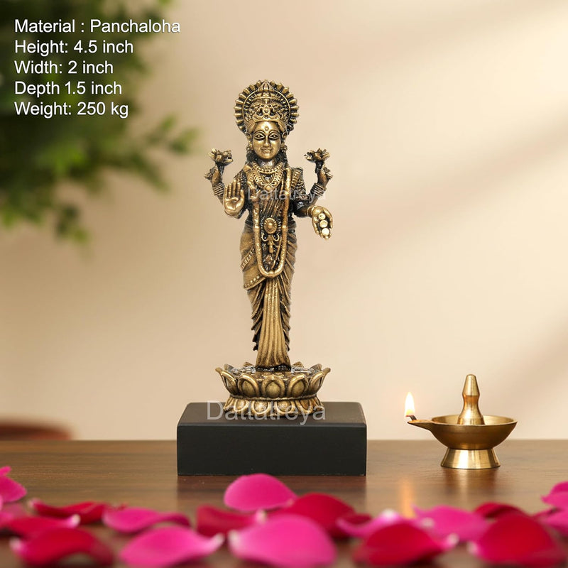 Panchaloha Standing Lakshmi Statue (Height:4.5 Inch)