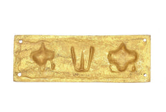 Brass Balaji wall hanging back plate with 4 mounting holes and embossed symbols