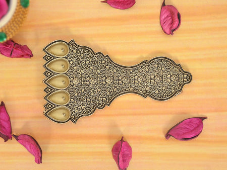 Superfine Brass Panchmukhi Aarti | Pancharati | (Length 5 Inch)