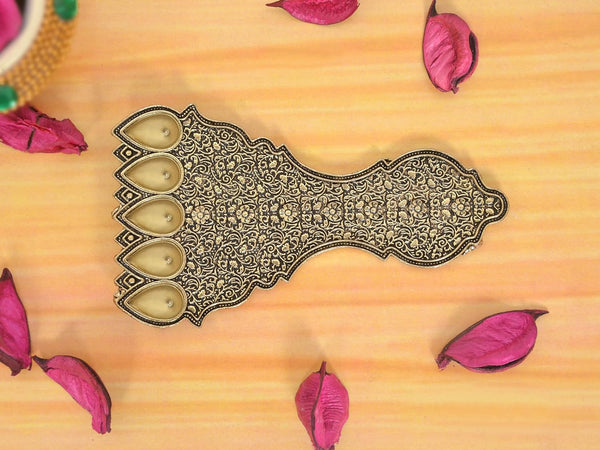 Superfine Brass Panchmukhi Aarti | Pancharati | (Length 5 Inch)