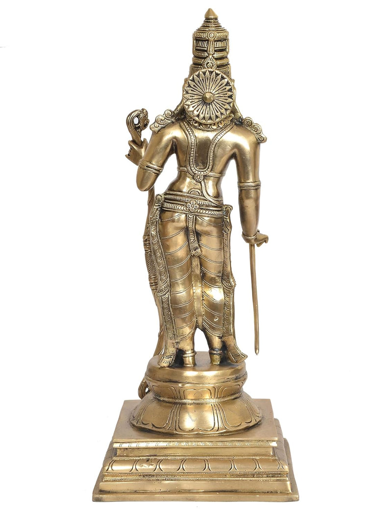Brass Lord Rama Statue with Stonework Ram ji with Dhanush Idol Statue for Home Decor Pooja Mandir (Height 21 inch)