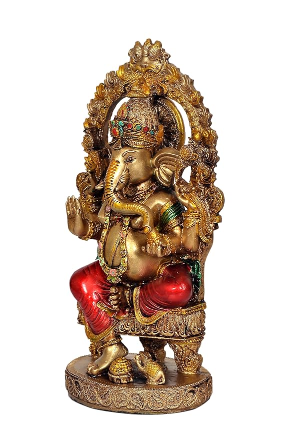 Dattatreya Resin Lord Ganesha Idol Statue Hindu Idol Figurine Decorative Showpiece Height 10 Inches