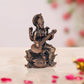 Copper Goddess Saraswati Sitting with Swan Devi of Study Maa Saraswati (Height: 2.5 Inch)