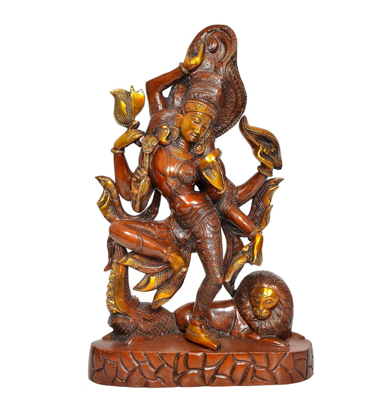 Brass Shiva and Parvati Dancing Ardhanrishvara Murti Religious Statue for Home Temple Decor (Height : 17 inch)