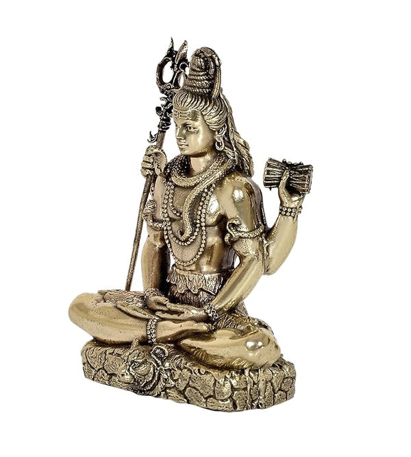 Fine Brass Lord Shiva Shiv Murti Sculpture,(Home Decor, Mandir, Ofice, Car Dashboard) Height : 4 Inch Study Setting