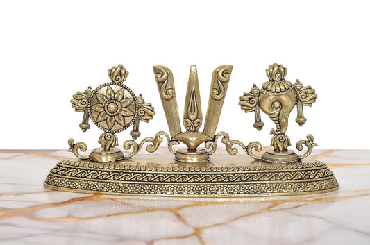 Bronze Balaji Idol Sanku Chakra Namam Symbol Tilak (Height: 3.5 Inches)