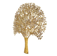 Goldfarbene Messing-Wandaufhängung: Kalpavriksha-Baum mit breiter Äste-Krone