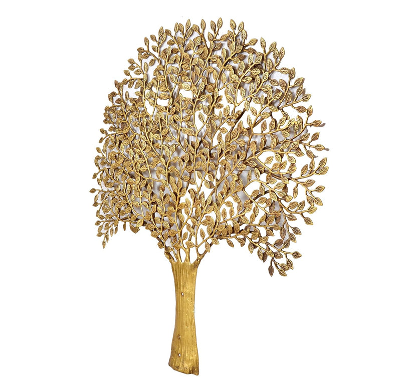 Brass Kalpavriksha Tree Wall Hanging Golden (Height: 34 Inches)