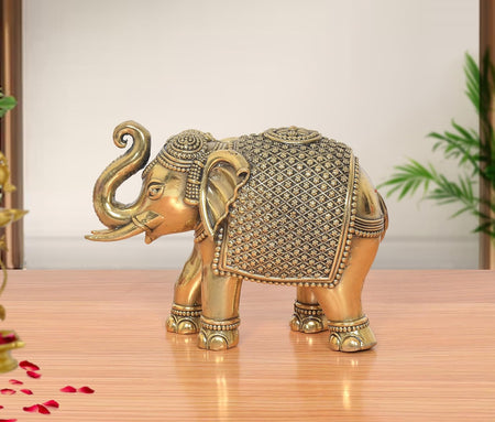 Superfine Brass Elephant Figurine (Height: 4 inch)