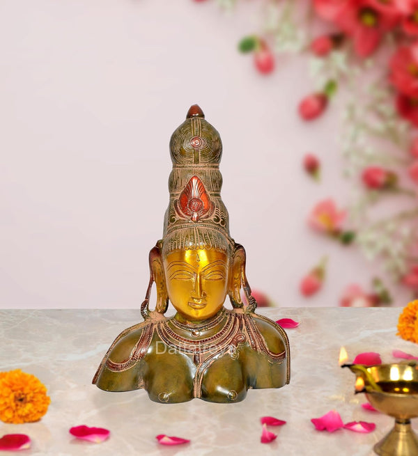 Brass Goddess Parvati Bust Statue for Home Decor Pooja Mandir (Height 10 Inch) (Multicolor)