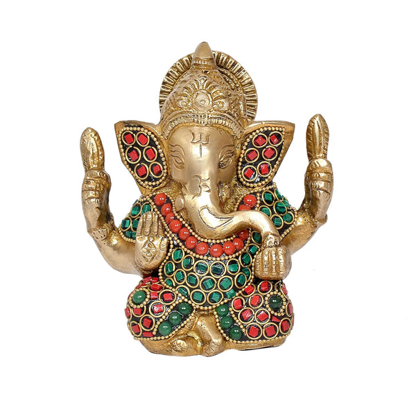 Ganesha Ganesh Ganpati Statue Idol Murti for Home Decor (Height : 4.5 inch) (Multicolor 3)