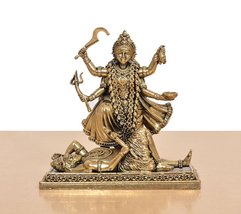 Bronze Mahakaali Mata Idol with Shivji (Height 4 Inch)