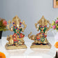 Brass Laxmi Ganesh Statue - Handcrafted Goddess Lakshmi and Lord Ganesha Idol for Home Decor and Pooja - Hindu Deities Figurine (Height 4.5 Inch)